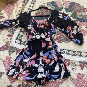 Yumi Kim silk black floral romper